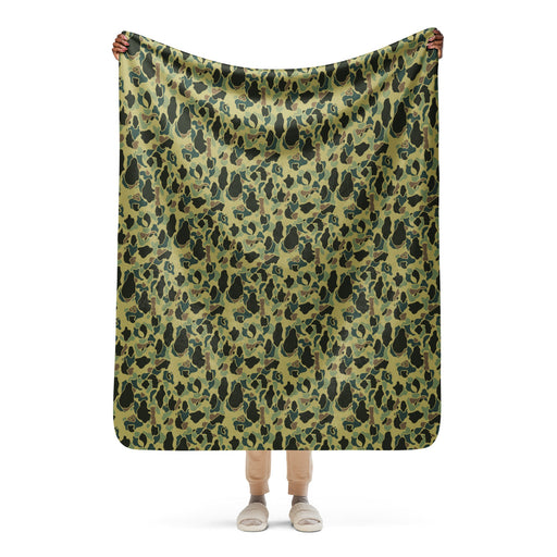Frog Skin Olive Canopy CAMO Sherpa Blanket - 50″×60″