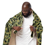 Frog Skin Olive Canopy CAMO Sherpa Blanket