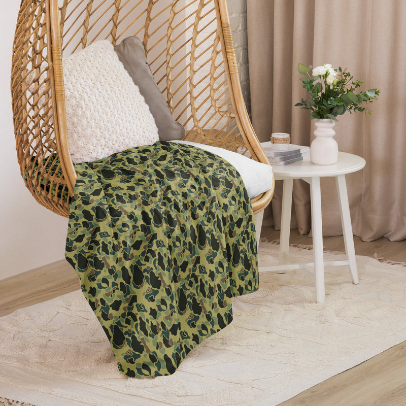 Frog Skin Olive Canopy CAMO Sherpa Blanket