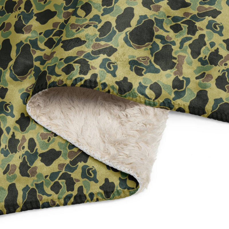 Frog Skin Olive Canopy CAMO Sherpa Blanket