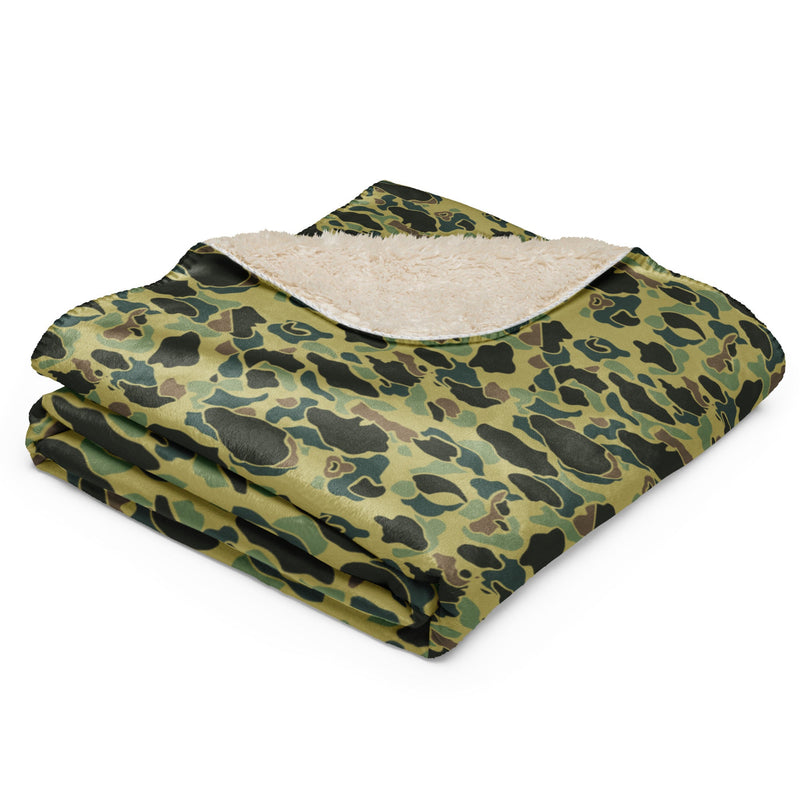 Frog Skin Olive Canopy CAMO Sherpa Blanket