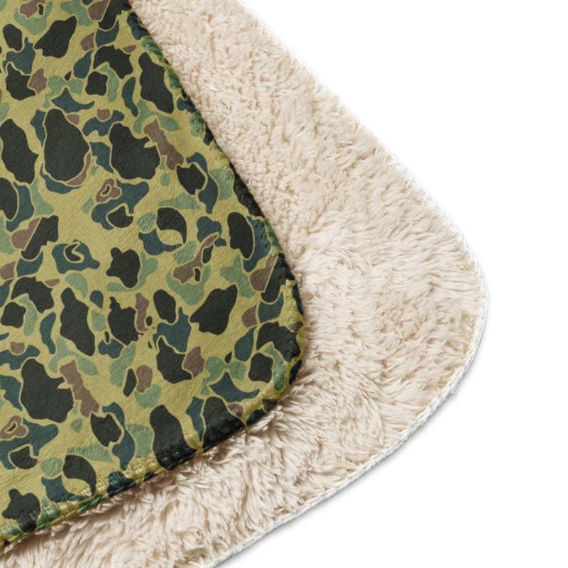 Frog Skin Olive Canopy CAMO Sherpa Blanket
