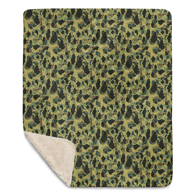 Frog Skin Olive Canopy CAMO Sherpa Blanket