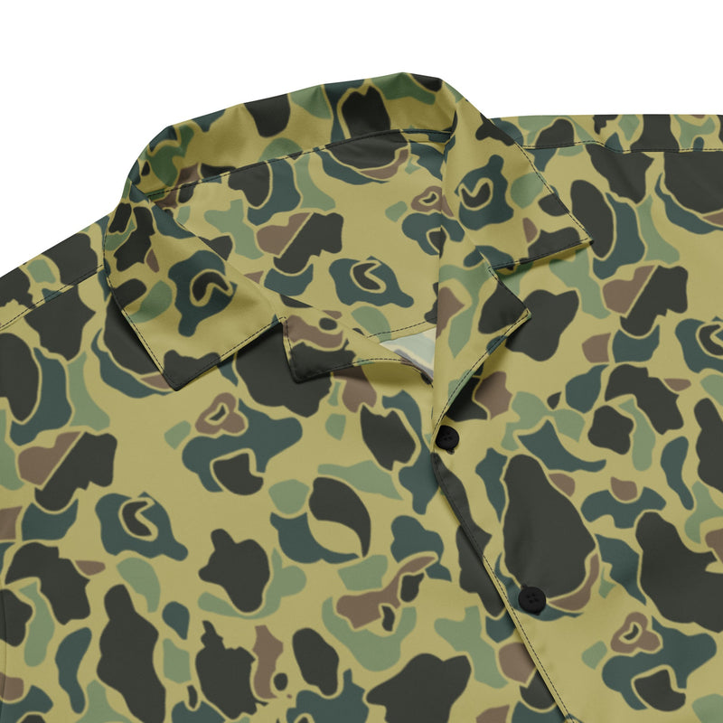Frog Skin Olive Canopy CAMO Unisex Short-Sleeve Button Shirt - Button-Up