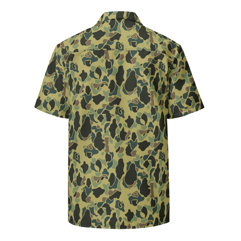 Frog Skin Olive Canopy CAMO Unisex Short-Sleeve Button Shirt - Button-Up