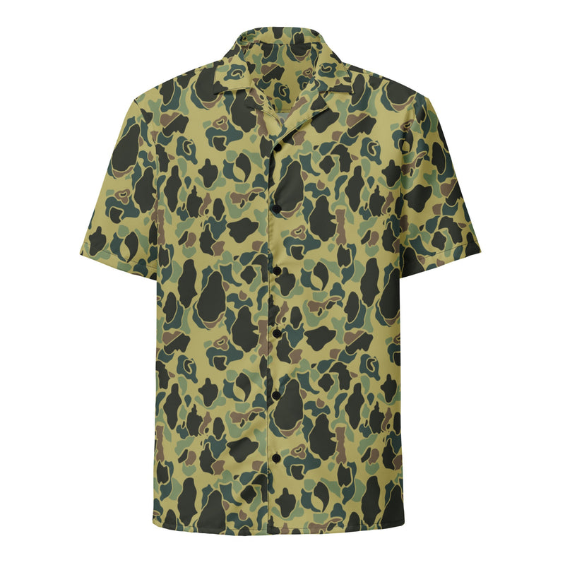Frog Skin Olive Canopy CAMO Unisex Short-Sleeve Button Shirt - Button-Up