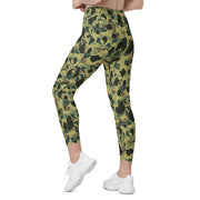 Frog Skin Olive Canopy CAMO Womens Leggings with Pockets - Women