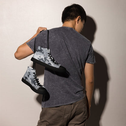 Frozen Tundra Topo CAMO Mens high top canvas shoes - High Top Canvas Shoes