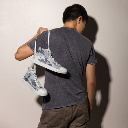 Frozen Tundra Topo CAMO Mens high top canvas shoes - High Top Canvas Shoes