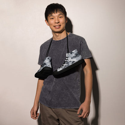 Frozen Tundra Topo CAMO Mens high top canvas shoes - High Top Canvas Shoes