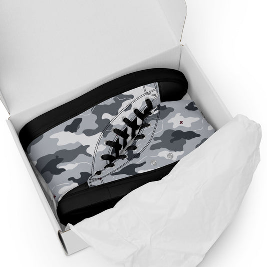 Frozen Tundra Topo CAMO Mens high top canvas shoes - High Top Canvas Shoes