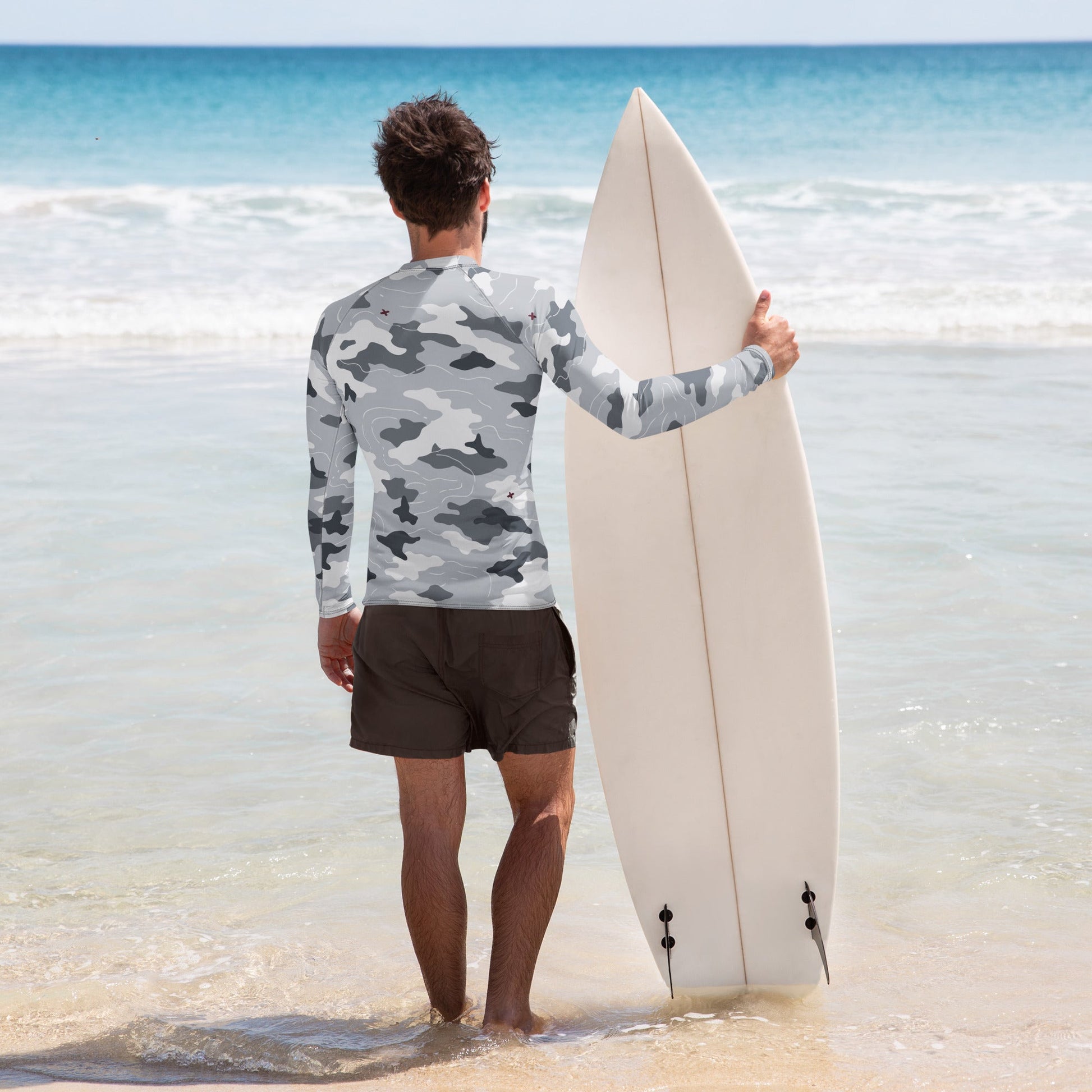 Frozen Tundra Topo CAMO Mens Long-sleeve Rash Guard - Guards