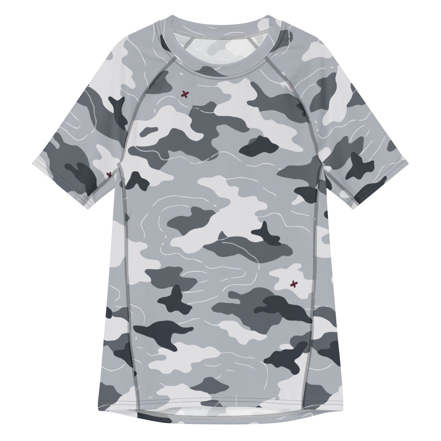 Frozen Tundra Topo CAMO Mens Short-Sleeve Rash Guard - 2XS