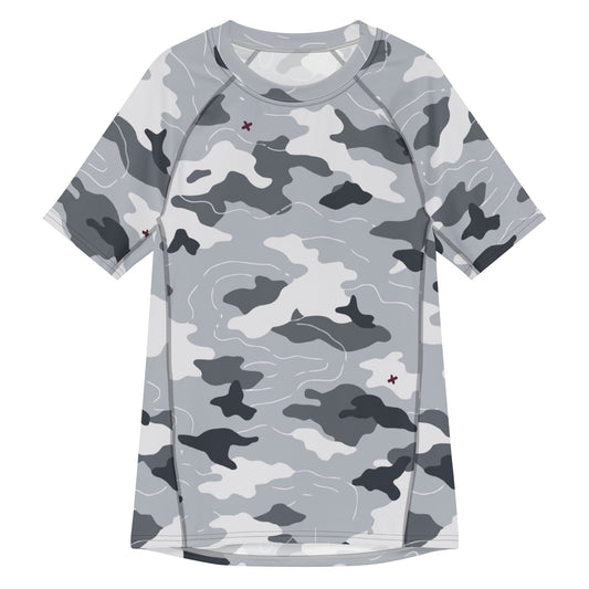 Frozen Tundra Topo CAMO Mens Short-Sleeve Rash Guard - 2XS - Short-sleeve Guards