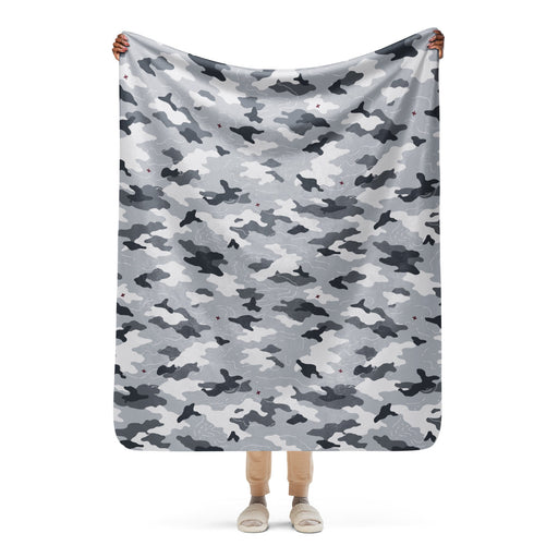 Frozen Tundra Topo CAMO Sherpa Blanket - 50″×60″