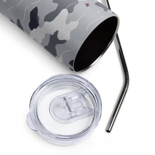 Frozen Tundra Topo CAMO Stainless steel tumbler - Black - Steel Tumbler