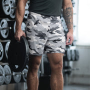 Frozen Tundra Topo CAMO Unisex Athletic Long Shorts - 2XS