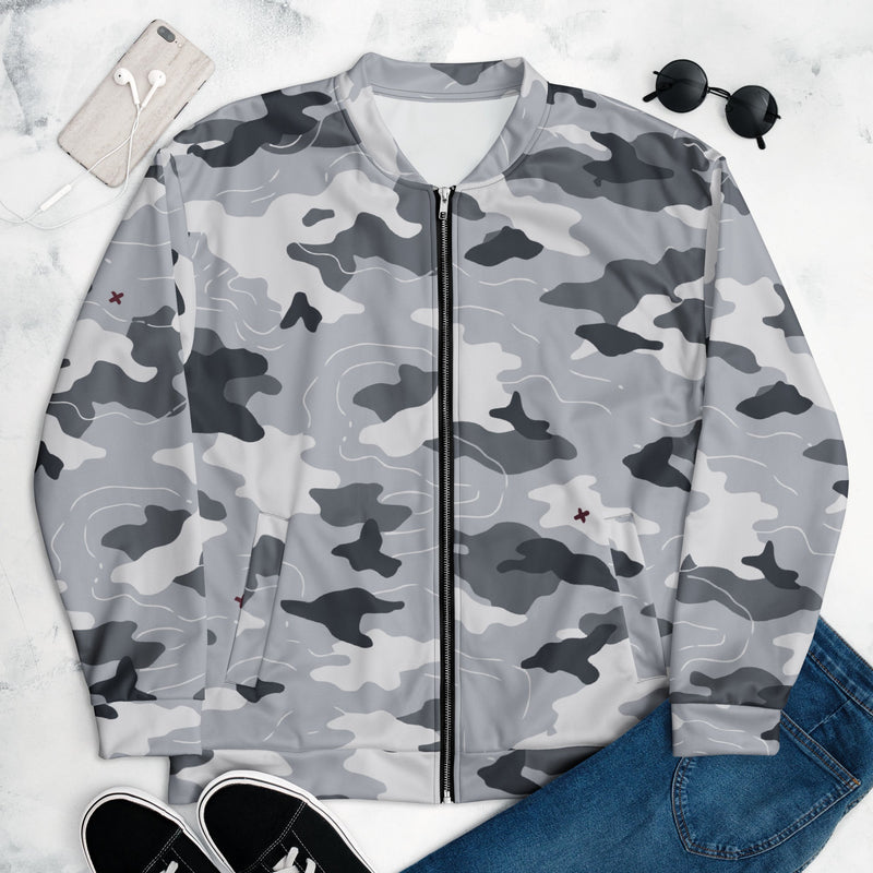 Frozen Tundra Topo CAMO Unisex Bomber Jacket