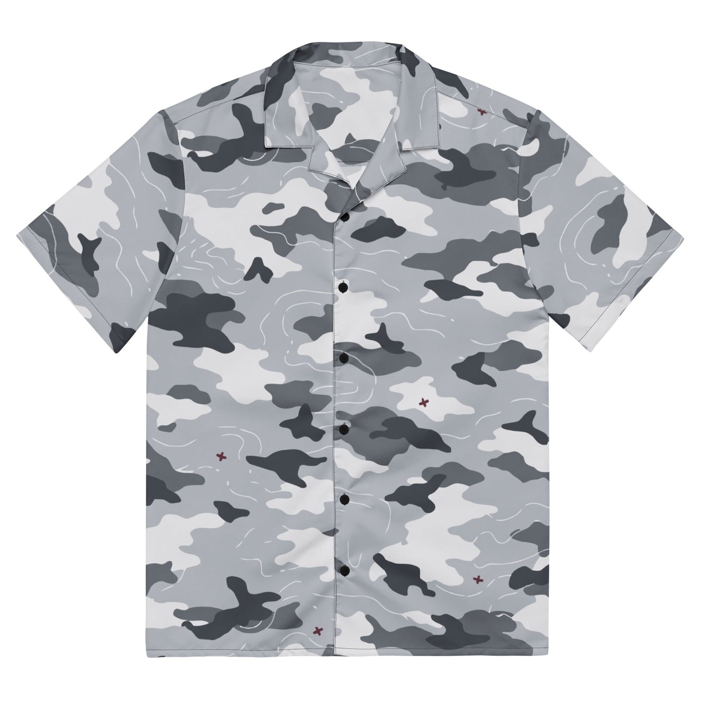 Frozen Tundra Topo CAMO Unisex Short-Sleeve Button Shirt - 2XS