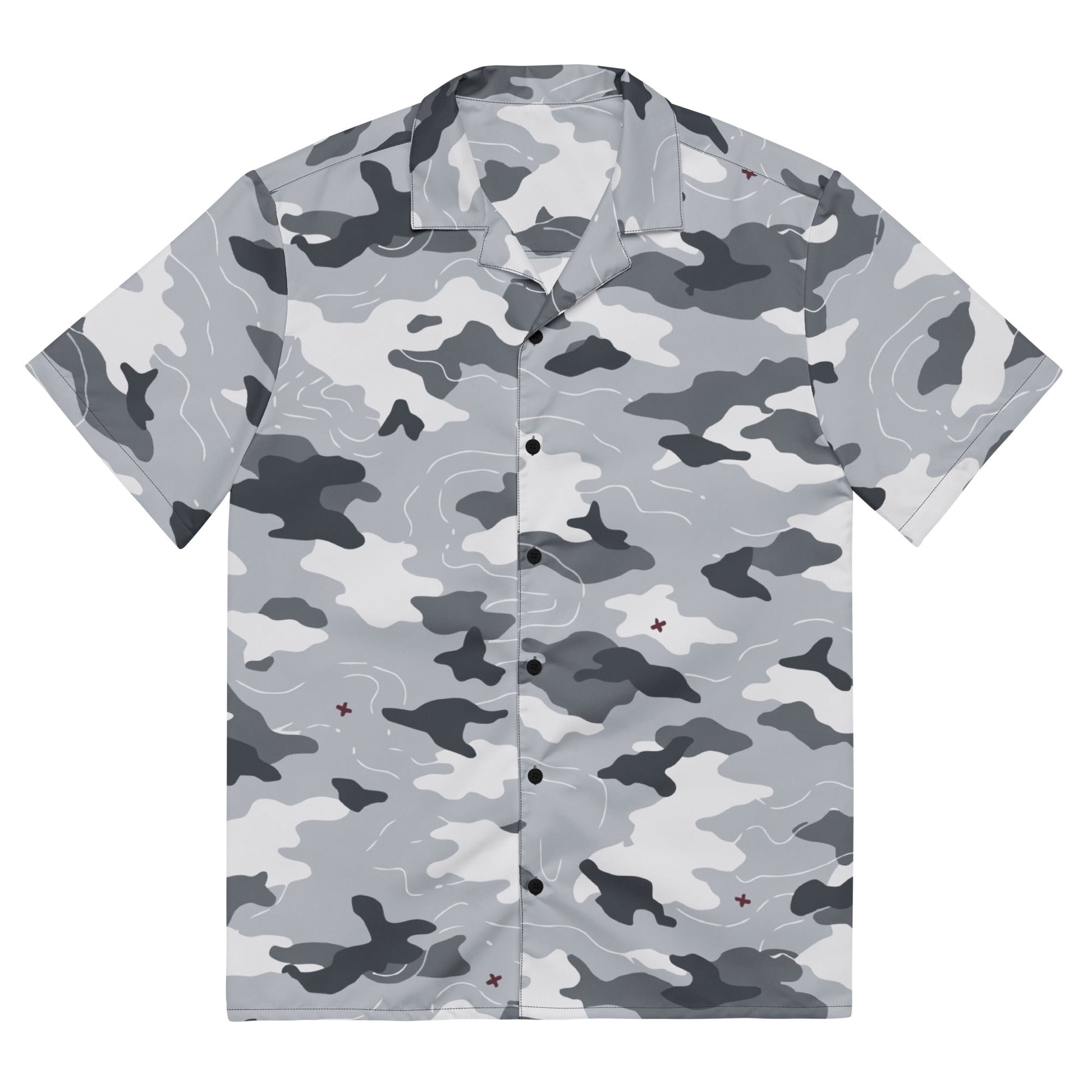 Frozen Tundra Topo CAMO Unisex Short-Sleeve Button Shirt - 2XS