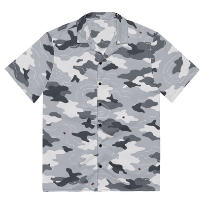 Frozen Tundra Topo CAMO Unisex Short-Sleeve Button Shirt - 2XS