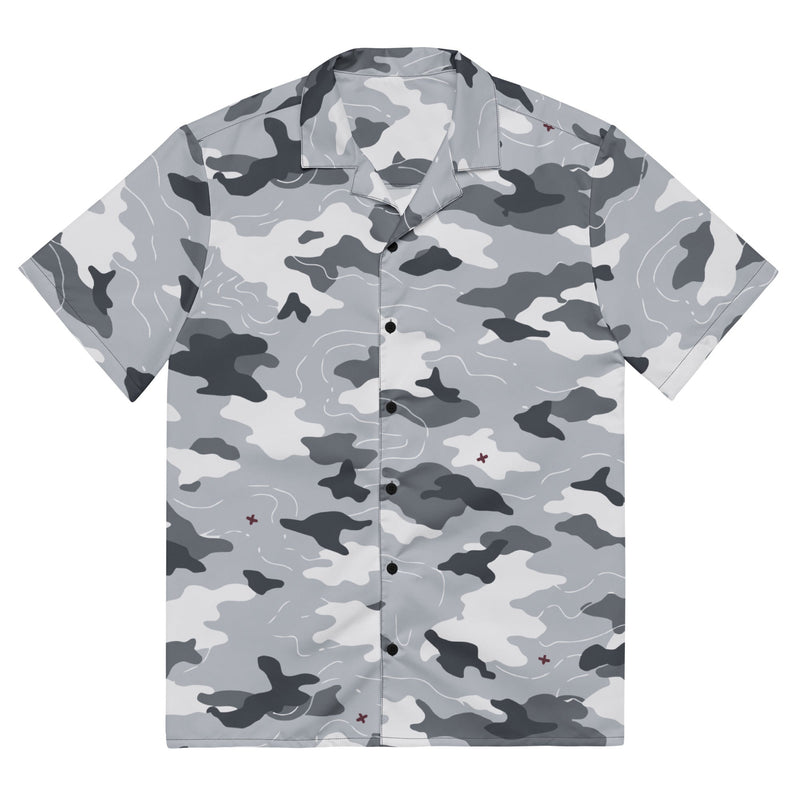 Frozen Tundra Topo CAMO Unisex Short-Sleeve Button Shirt - 2XS