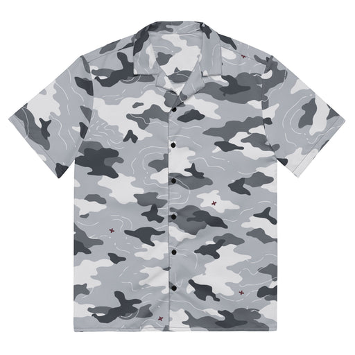 Frozen Tundra Topo CAMO Unisex Short-Sleeve Button Shirt - 2XS - Button-Up