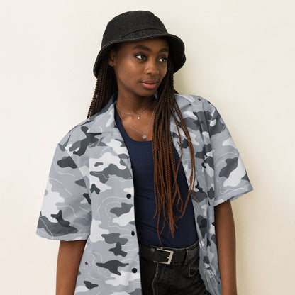 Frozen Tundra Topo CAMO Unisex Short-Sleeve Button Shirt
