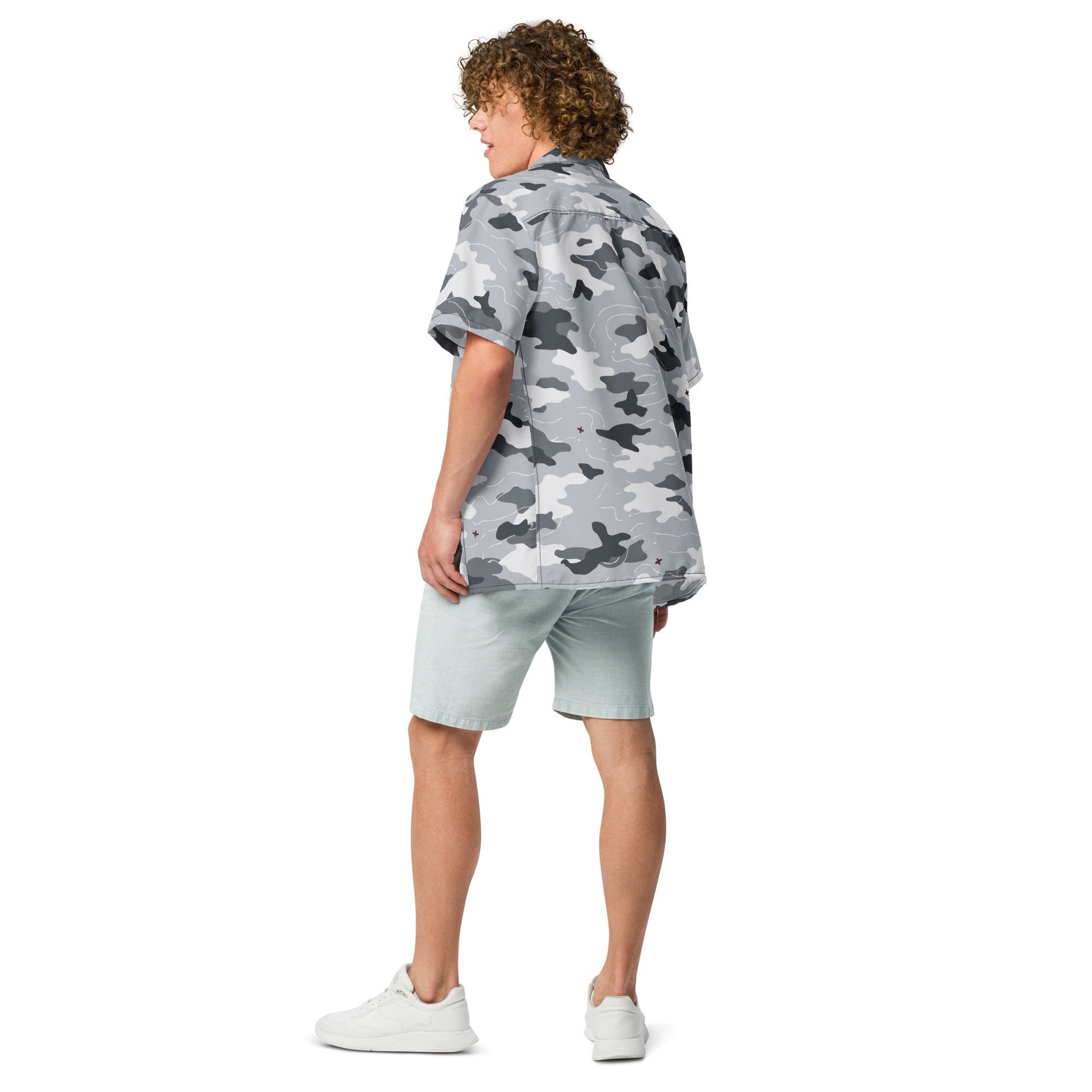 Frozen Tundra Topo CAMO Unisex Short-Sleeve Button Shirt
