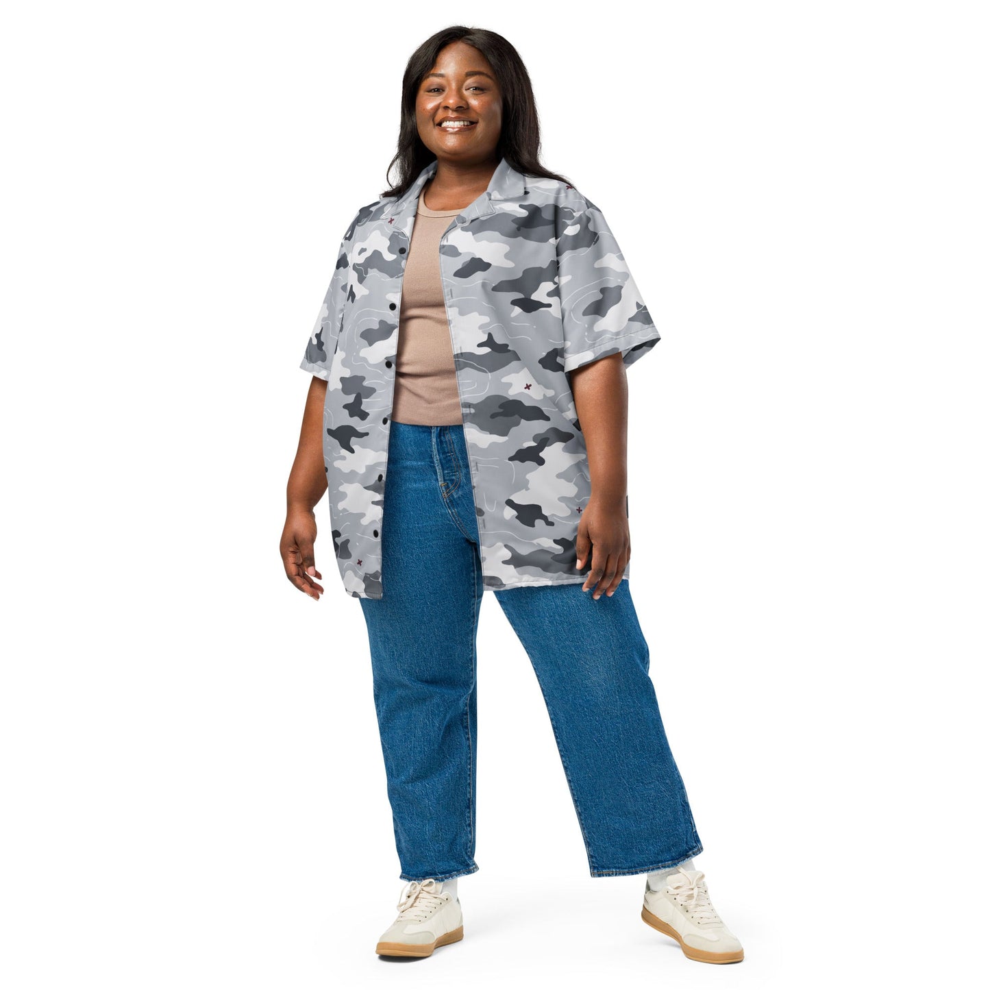 Frozen Tundra Topo CAMO Unisex Short-Sleeve Button Shirt