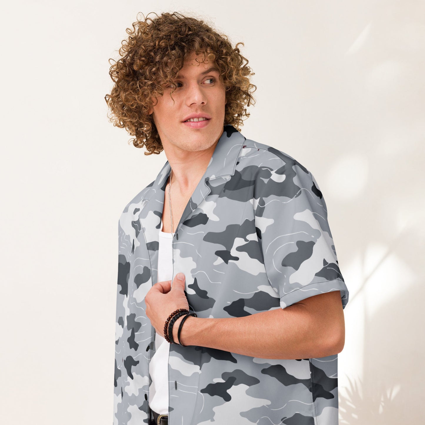 Frozen Tundra Topo CAMO Unisex Short-Sleeve Button Shirt
