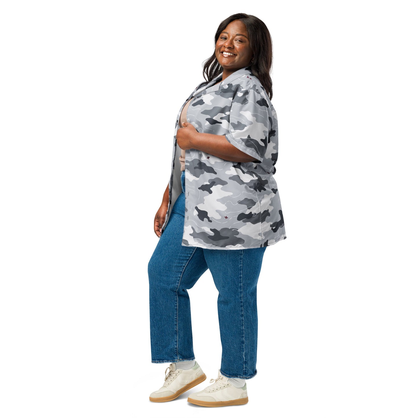 Frozen Tundra Topo CAMO Unisex Short-Sleeve Button Shirt