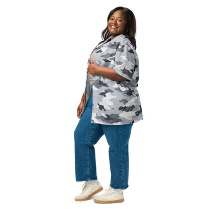 Frozen Tundra Topo CAMO Unisex Short-Sleeve Button Shirt