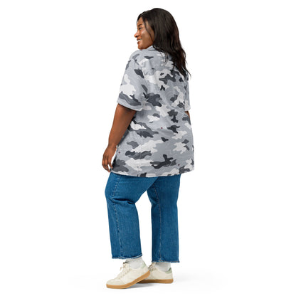 Frozen Tundra Topo CAMO Unisex Short-Sleeve Button Shirt