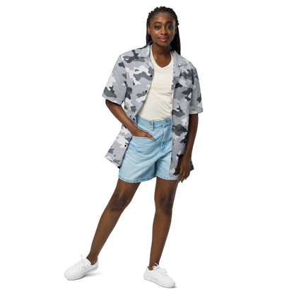Frozen Tundra Topo CAMO Unisex Short-Sleeve Button Shirt