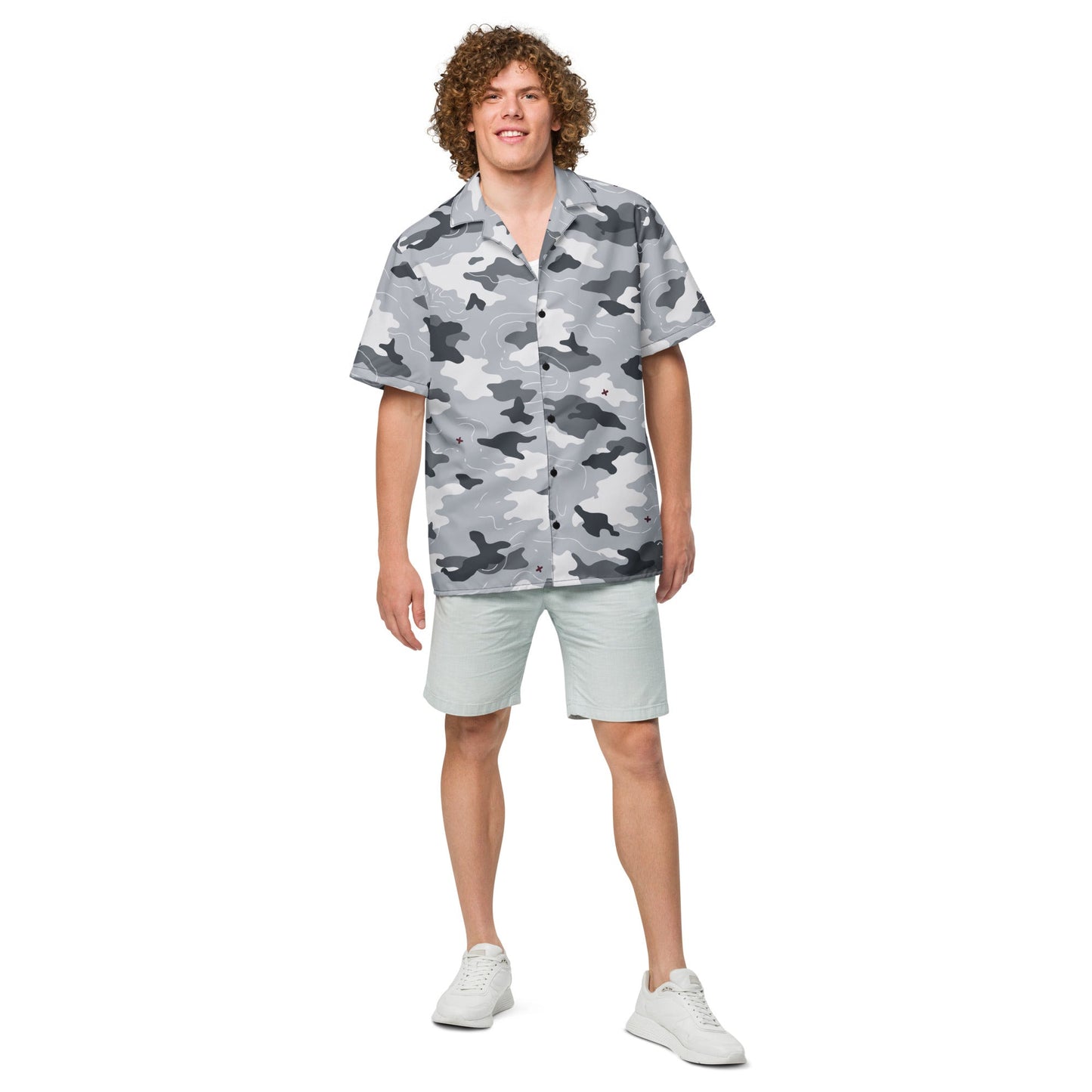 Frozen Tundra Topo CAMO Unisex Short-Sleeve Button Shirt
