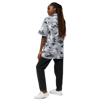 Frozen Tundra Topo CAMO Unisex Short-Sleeve Button Shirt