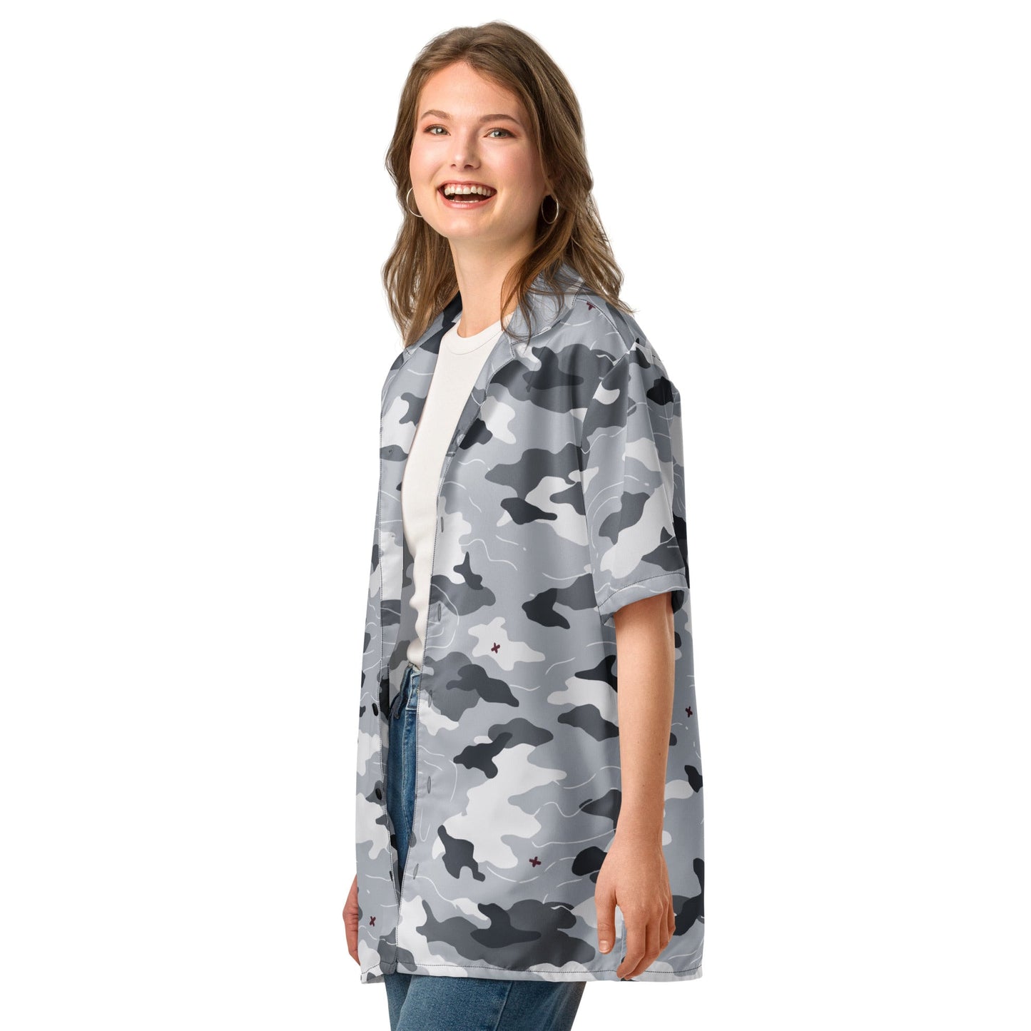 Frozen Tundra Topo CAMO Unisex Short-Sleeve Button Shirt