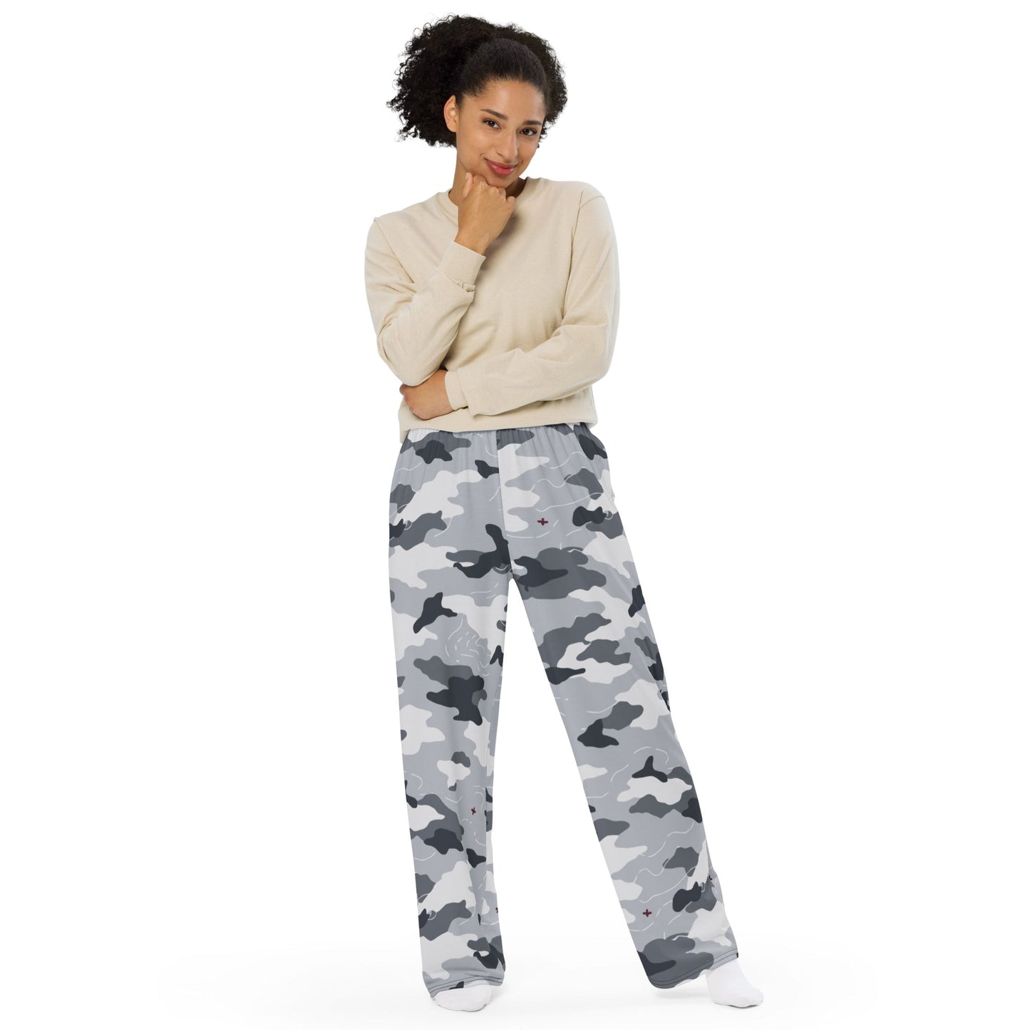 Frozen Tundra Topo CAMO unisex wide-leg pants - Wide-leg Pants