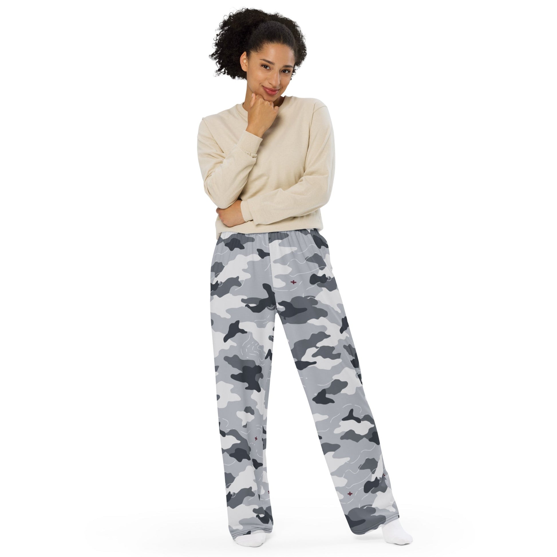 Frozen Tundra Topo CAMO unisex wide-leg pants - Wide-leg Pants