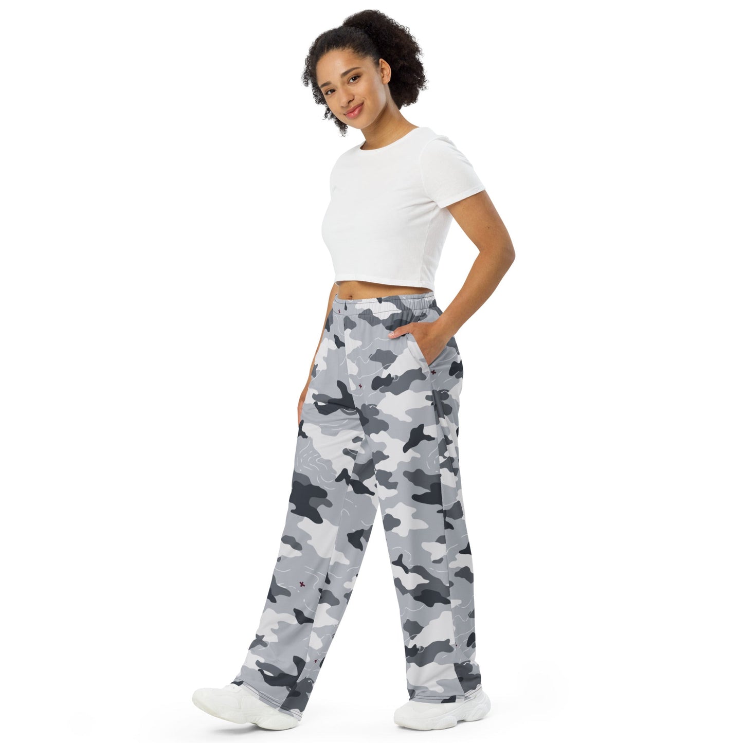 Frozen Tundra Topo CAMO unisex wide-leg pants - Wide-leg Pants