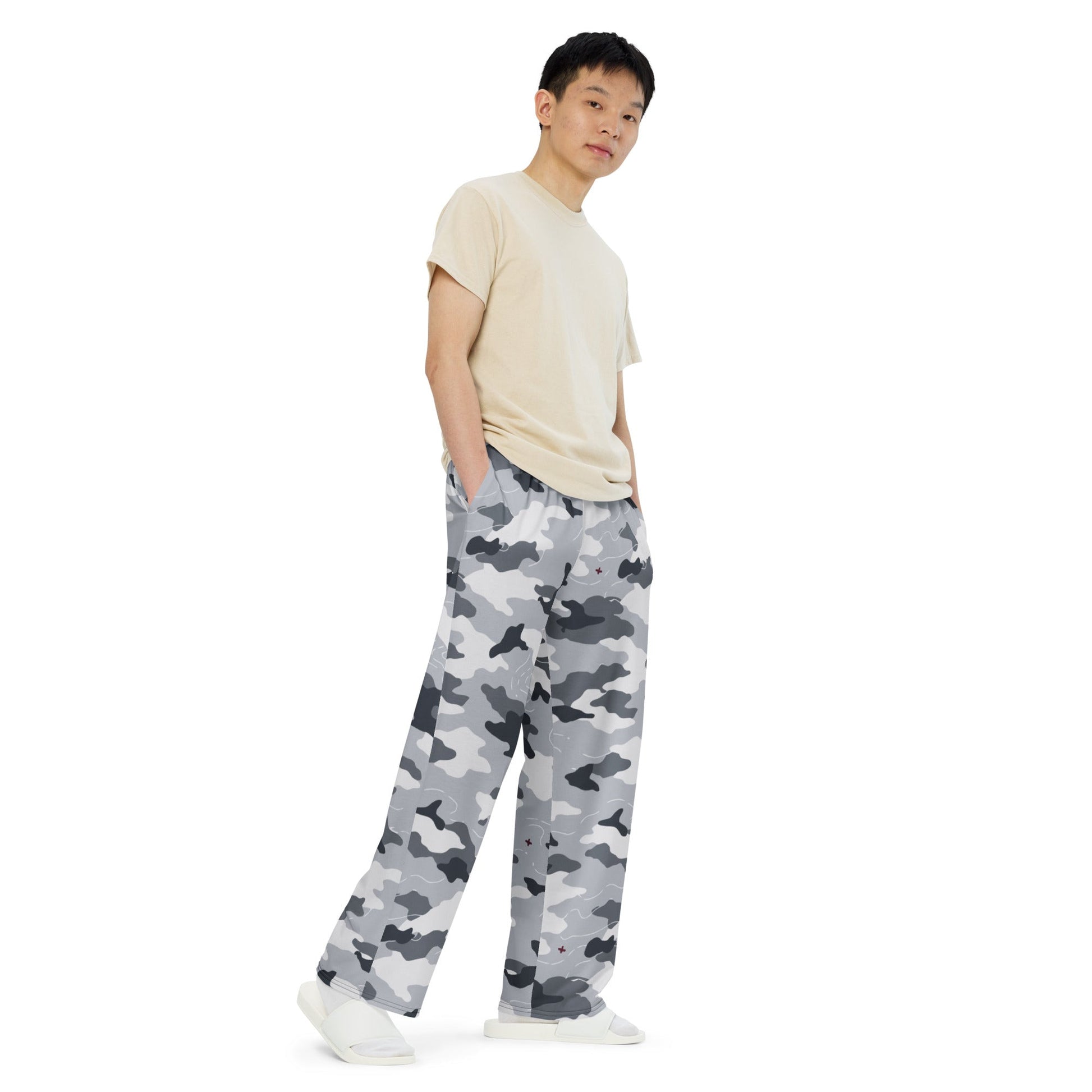 Frozen Tundra Topo CAMO unisex wide-leg pants - Wide-leg Pants