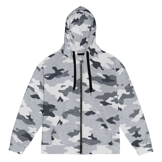 Frozen Tundra Topo CAMO Unisex zip hoodie - 2XS - Zip Hoodies