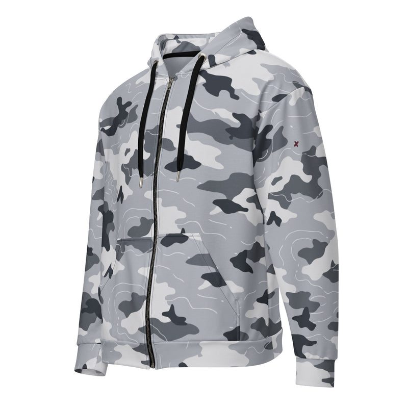 Frozen Tundra Topo CAMO Unisex Zip Hoodie
