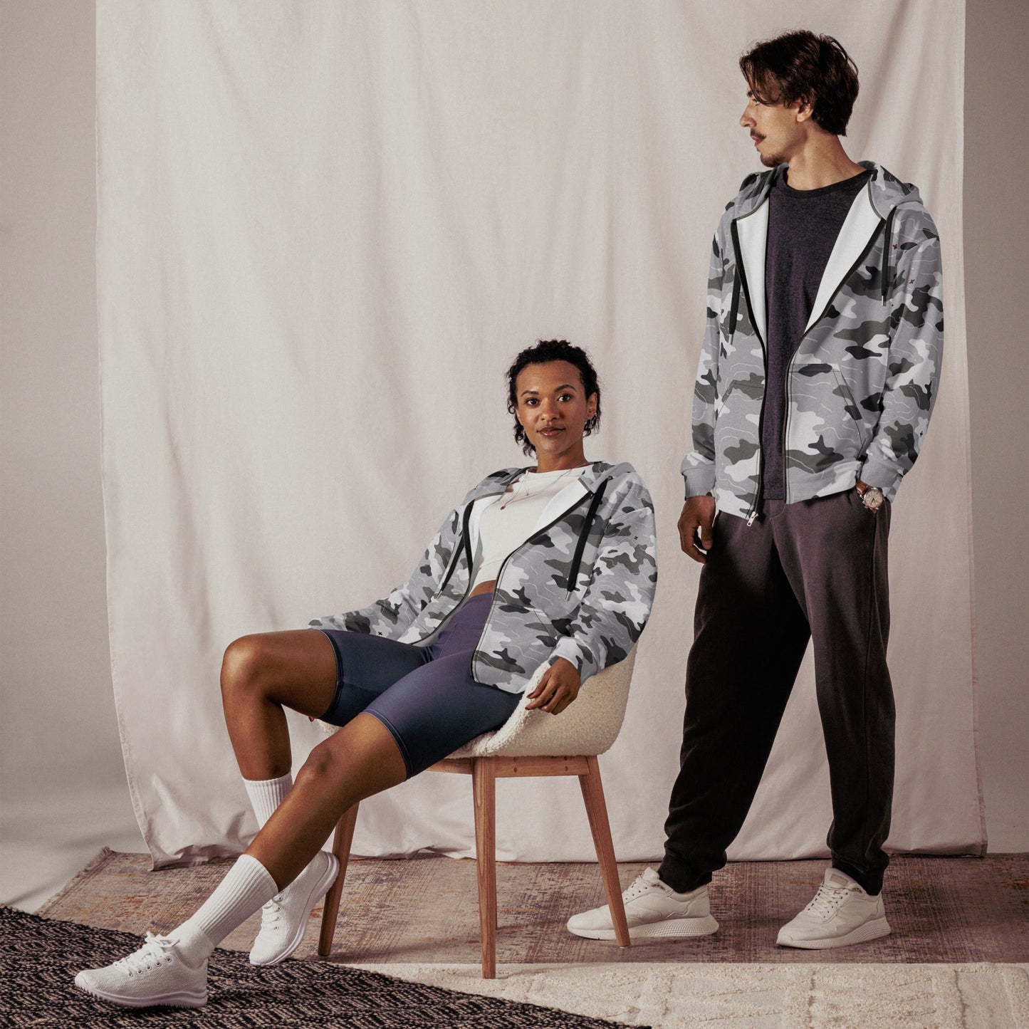 Frozen Tundra Topo CAMO Unisex zip hoodie - Zip Hoodies