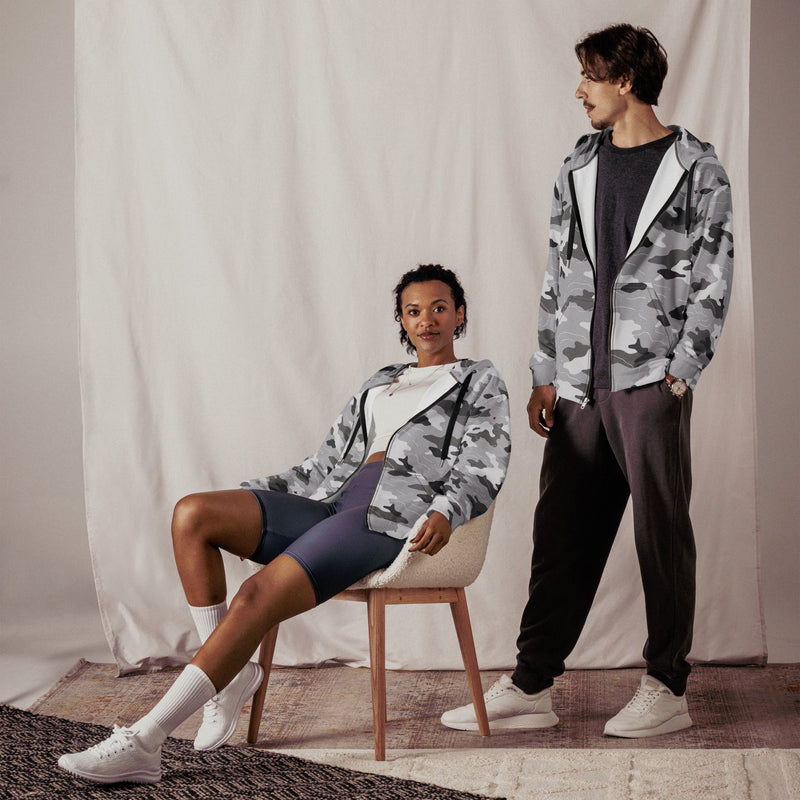 Frozen Tundra Topo CAMO Unisex Zip Hoodie