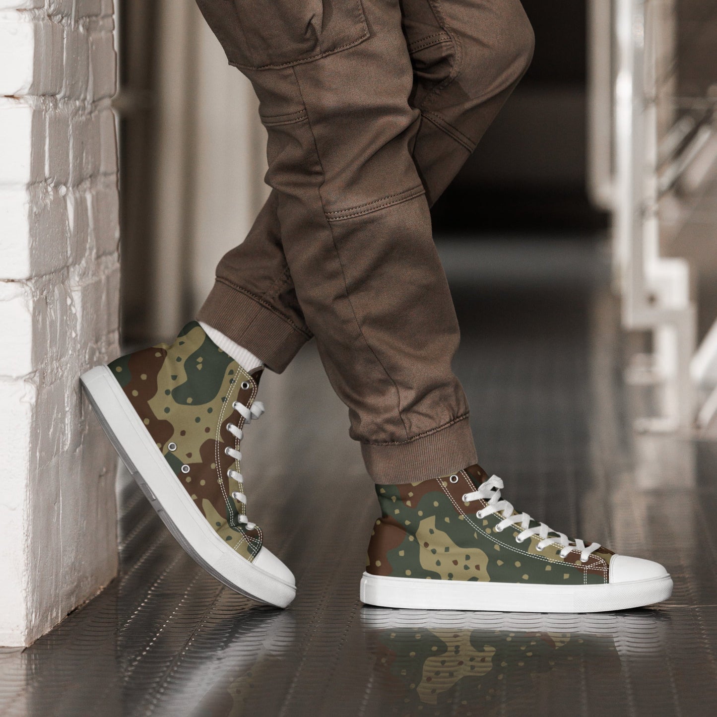 German Ambush Daimler-Benz Tank CAMO Mens high top canvas shoes - White / 5 - High Top Canvas Shoes