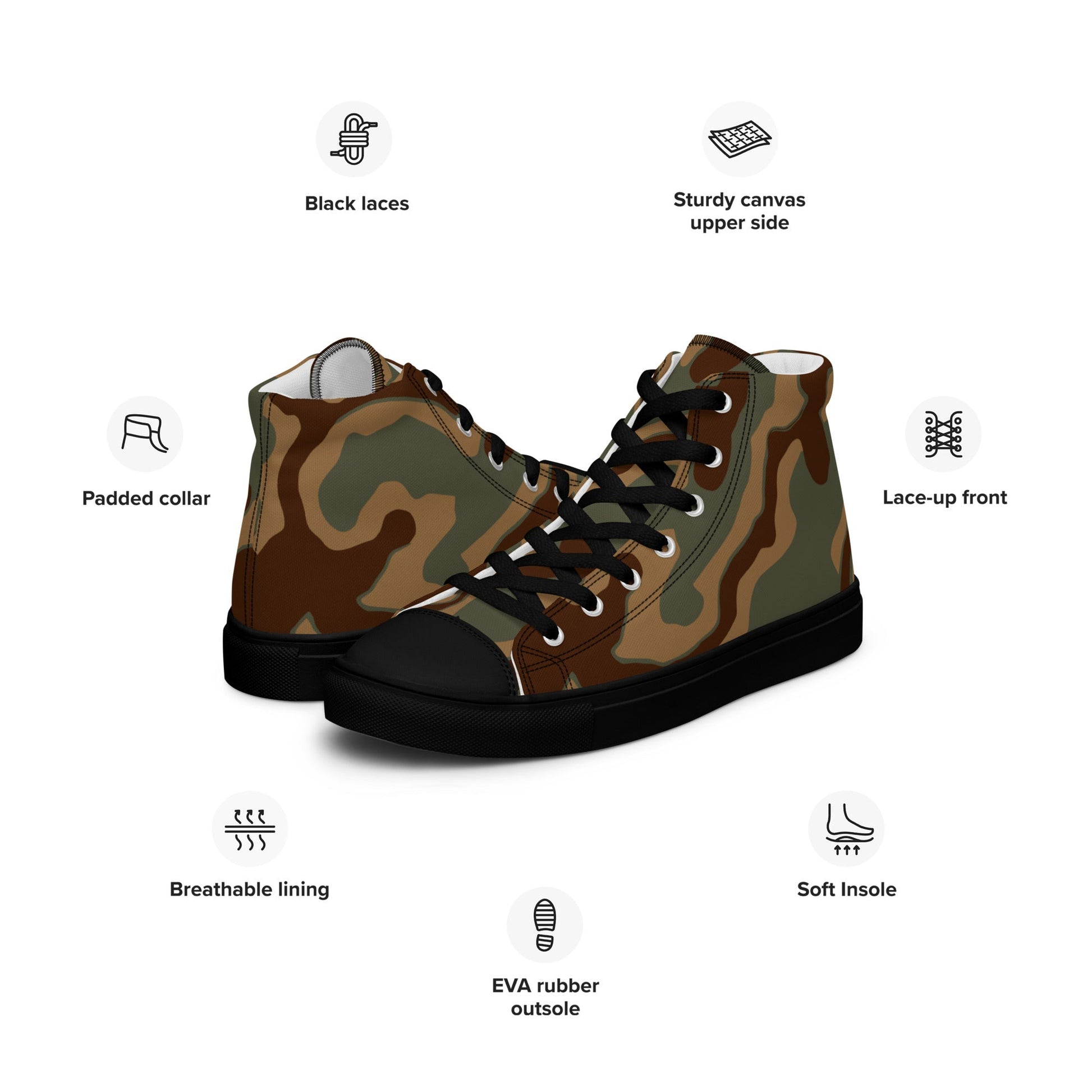 German Ambush Normandy Tank CAMO Mens high top canvas shoes - High Top Canvas Shoes