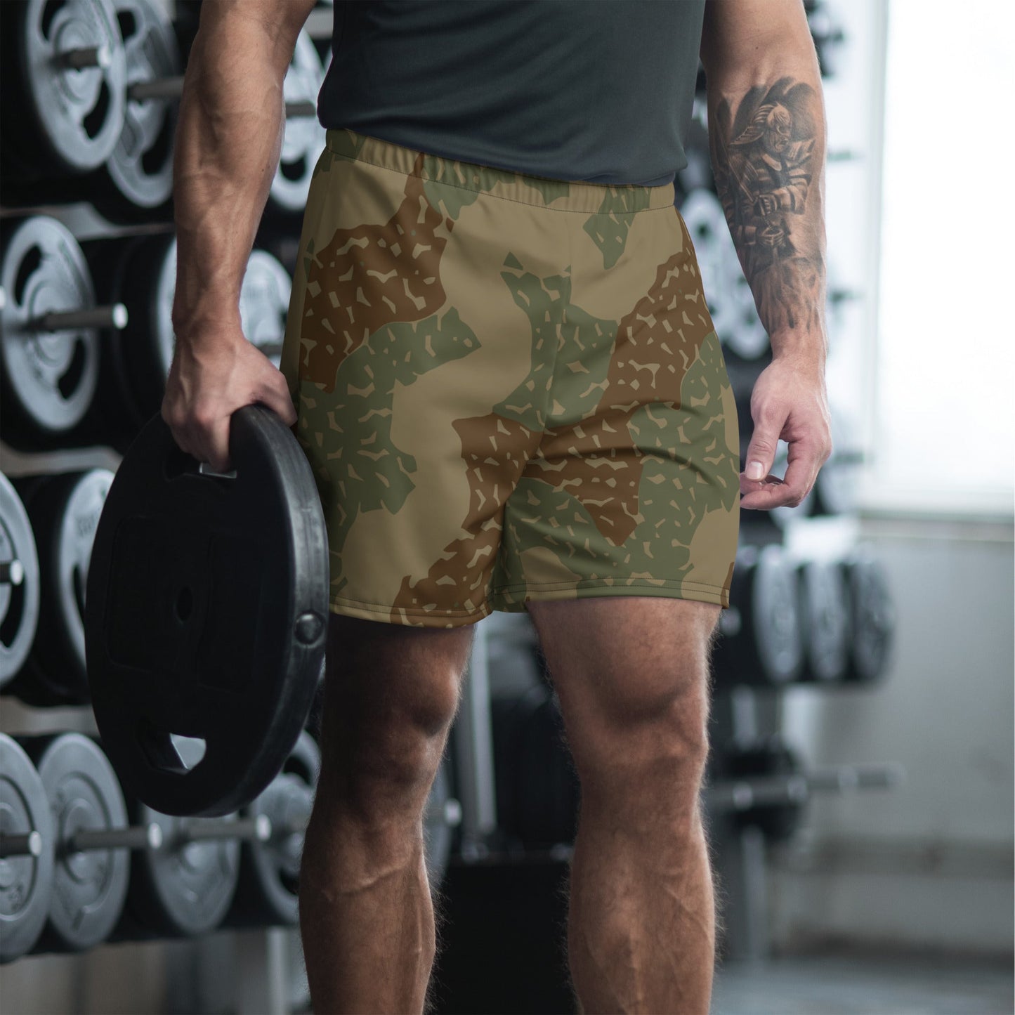 German Ambush Zimmerit Tank CAMO Unisex Athletic Long Shorts - 2XS