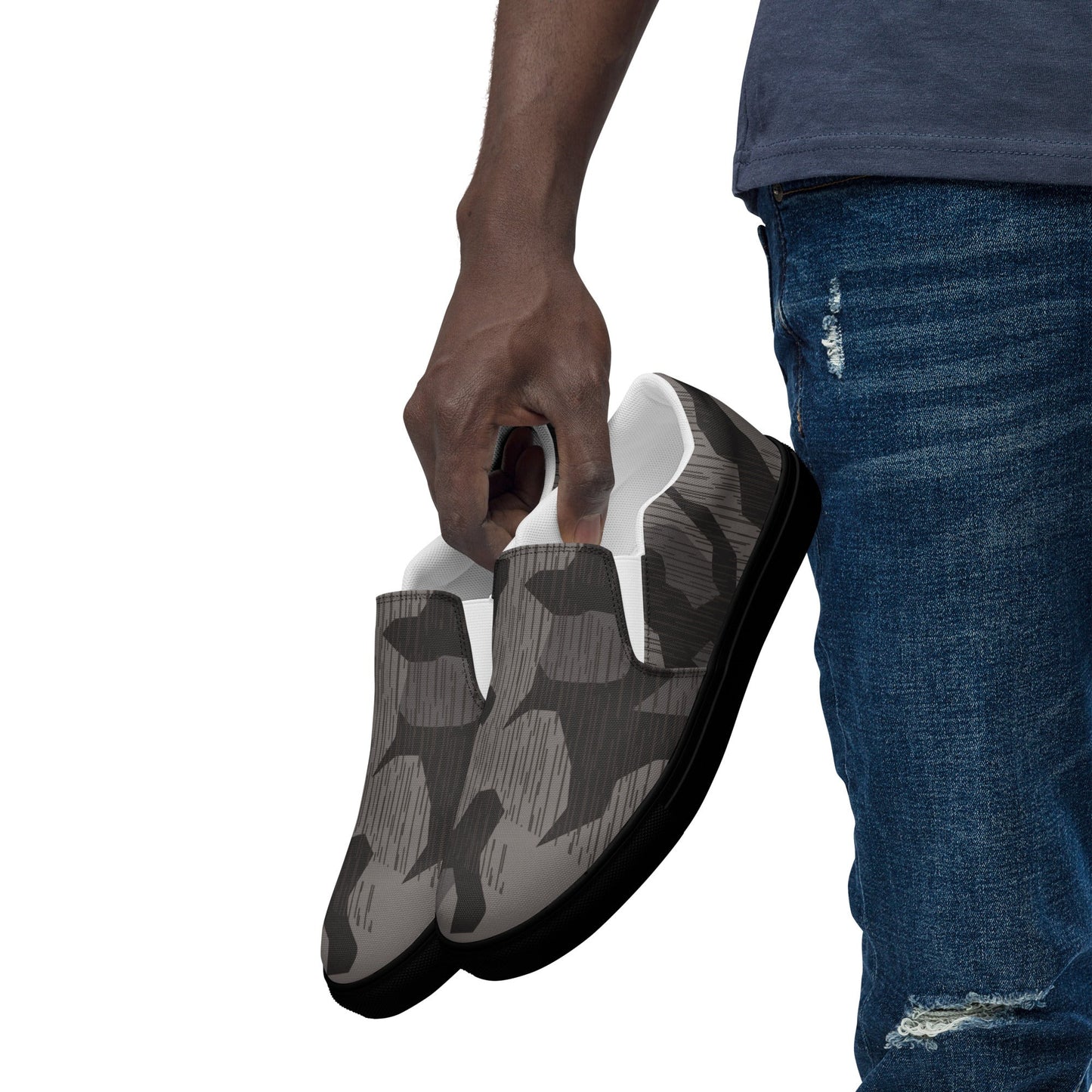 German Black Forest Splinter CAMO Mens Slip-On Canvas Shoes